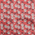 thumbnail image 1 of oneOone Mousseline de Viscose Rouge Tissu Feuilles et Trèfle Matière de Robe Tissu Imprimé Tissu au Mètre 42 Pouces de Large, 1 of 5