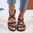 thumbnail image 2 of Bmisegm Women's Summer Fashion Leather Elastic Sandals Outdoor Beach Sandals Womens Sandals Summer Black 8.5, 2 of 6