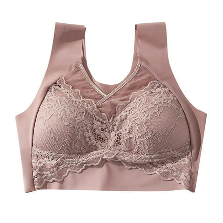 

CLZOUD Bra for Plus Size Women Comfortable Sports Beauty Back Workout Yoga Bra Thin Traceless and Rimless Bra Coffee XXXL