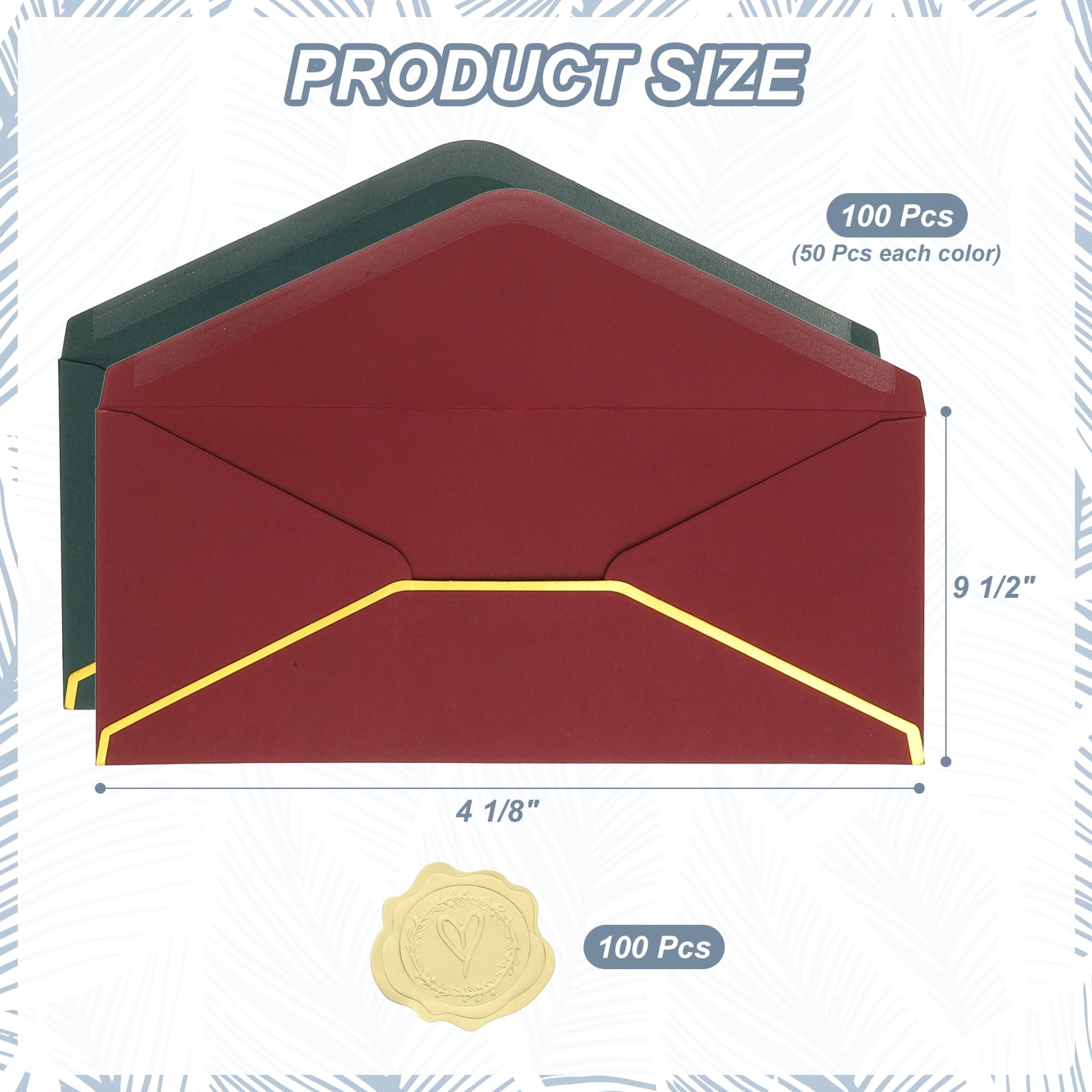 Uxcell 4 1/8 x 9 1/2 Inch Envelopes with Gold Border, 100 Pack V Flap Invitation Business Mailing Envelopes with Gold Stickers for Office Wedding Cards Gift Photos Graduation, 2 Colors