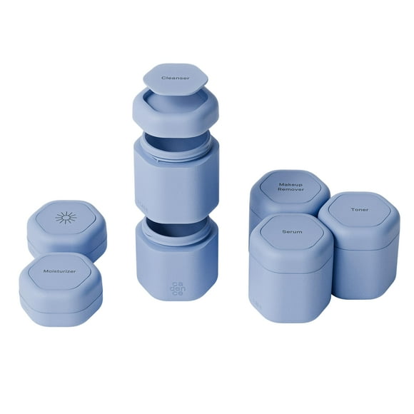 Set completo de cuidado de la piel Travel Containers Cadence con tapa magnética