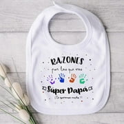 Father's Day Baby Boys Girls Bib Lovely Print Toddler Burp Cloths Fathers Day Present To Baby White Cotton Feeding Bibs 18CM TW476620-A094WH