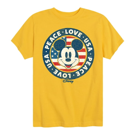 Disney - Americana - Mickey Peace Love USA - Toddler And Youth Short Sleeve Graphic T-Shirt