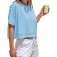 thumbnail image 4 of Womens Oversized Crop Tops Workout Short Sleeve T Shirts Summer Casual Loose Fit Basic Tee Shirts with Pockets, 4 of 5