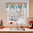 thumbnail image 2 of Merry Christmas Valances for Windows, 54 x 18in, Blue Snowman Xmas Tree Deer Snowflake Wood Grain Rod Pocket Kitchen Valance Curtain Light Filtering Window Treatments for Living Room Bedroom, 1 Panel, 2 of 7