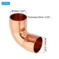 thumbnail image 2 of Conector de Cobre en Ángulo Uxcell, 99.9% Cobre Puro, Conector de 90 Grados 12mmID 0.8mm Grosor 8, 2 of 5