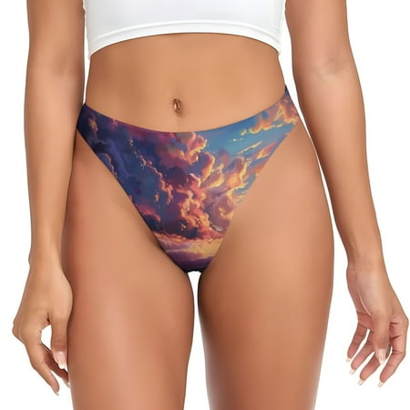 Rateoe Dreamy Dandelion Sunset Pattern Seamless Women Underwear Thongs No Show Ladies Thong No Line Breathable Comfortable Panties Undies for Women-3X-Large
