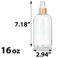 thumbnail image 1 of Clear Plastic PET Boston Round Bottle with Gold Fine Mist Sprayer (12 Pack), 1 of 3
