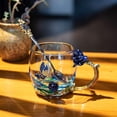 thumbnail image 4 of Longwin Enamel Glass Mug Butterfly Flower Lead-Free Drinking Tea Cup Coffee Mugs with Steel Spoon Set for Women Birthday Valentines Wedding Day Gifts Blue, 4 of 6