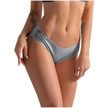 

Qcmgmg Women Cotton Underwear Mid Waisted 3 Pack Briefs Lace Plus Size Panties