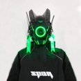 thumbnail image 1 of Casco ciberpunk, máscara genial, máscara de cosplay tecnológica con luz LED, máscara de samurái shinobi, trenzas, rastas, regalo de Navidad para adultos geek, 1 of 5
