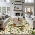 thumbnail image 3 of Large Area Rugs for Living Room Bedroom, Spring Flowers 8'x10' Rug Washable Carpet Runner Indoor Outdoor, Botanical Blossom White Daisy Floral Non Slip Floor Mats Rug for Kitchen, Patio, 3 of 8