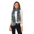 thumbnail image 2 of FORMRS Womens Scarf Winter Soft Long Big Warm Shawls Wrap Tassel Scarves, Navy Blue Peacock Pattern, 2 of 9