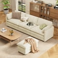 thumbnail image 4 of Aiho 110" L Shaped Modular Sectional Couch Bed, Modern Comfy Corduroy Cloud Sofa with 2 Soft Pillows & Movable Ottoman, Best Gifts for Living Room, Bedroom, Beige, 4 of 11