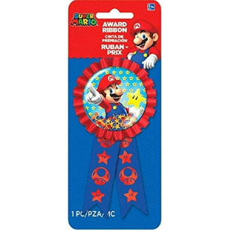 amscan Super Mario Brothers Confetti Pouch Award Ribbon, Party Favor