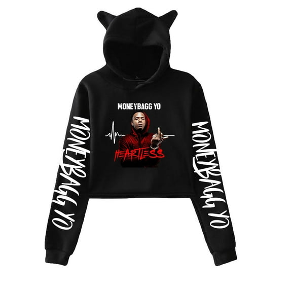 Moneybagg Yo Hoodie Sweatshirts Crop top Printing Singer for Girls Cat Ear Youth Clothes Casual