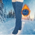 thumbnail image 2 of WREESH Women Fashion Thigh High Socks Over Knee Stockings High Fuzzy Socks Over Knee Winter Leg Warmers Plush Slipper Socks For Christmas Home Sleeping Blue, 2 of 6