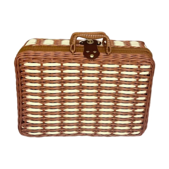 veasfak Storage Basket with Lid Handled Photography Prop Boxes for Table Home Bathroom S S