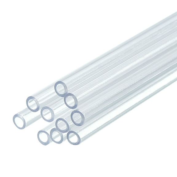 Uxcell 10 Pack Clear Plastic Rigid Tubing 2mm ID x 3mm OD, Round Polycarbonate Tubes for Aquarium Water Pipe