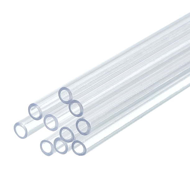 Uxcell 10 Paquete Tubos Rígidos de Plástico Transparente 2mm ID x 3mm OD, Tubos Redondos de Policarbonato para Tubería de Agua de Acuario