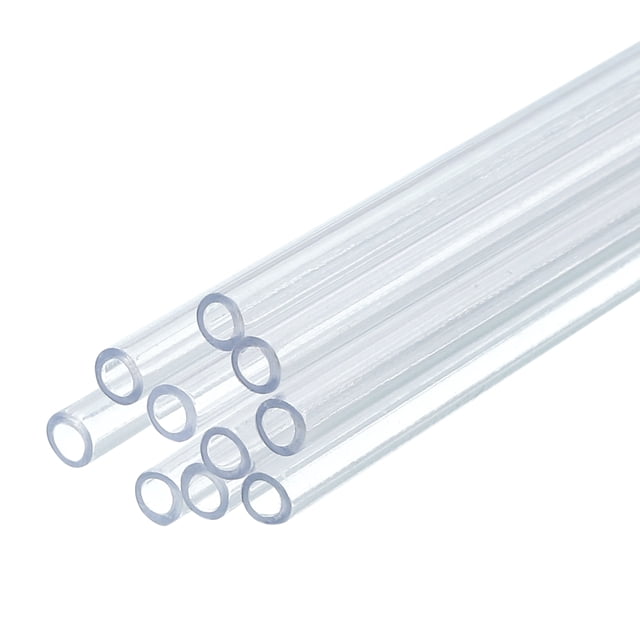 Uxcell 10 Paquete Tubos Rígidos de Plástico Transparente 2mm ID x 3mm OD, Tubos Redondos de Policarbonato para Tubería de Agua de Acuario