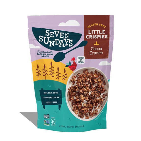 Seven Sundays Little Crispies Cocoa Crunch Breakfast Cereal, Gluten-Free, Crisp Texture, 8 oz
