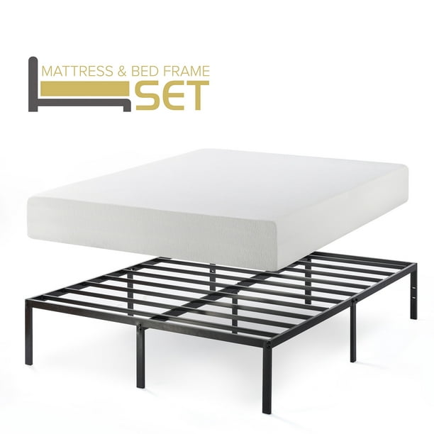 Inch Platform Metal Bed Frame Set, Can You Put A Memory Foam Mattress On Metal Bed Frame