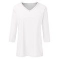thumbnail image 4 of Womens Casual Summer Tops Three Quarter Sleeve V Neck Tee T Shirt Printed Loose Side Split Tunic Blouse T Shirt Women Blank T Shirt Women Soft Women Short Sleeve Shirts Casual Stripped Short Sleeve, 4 of 4