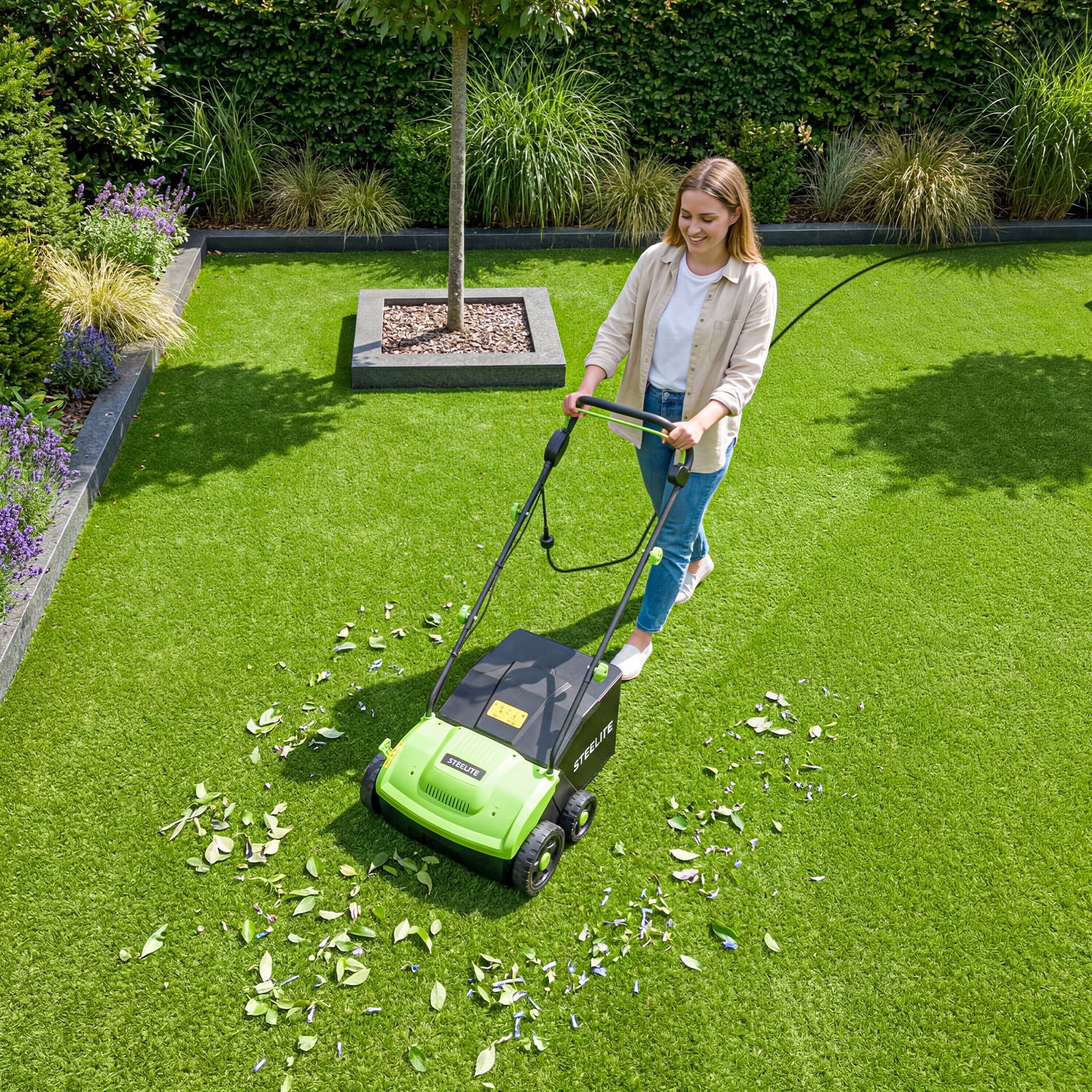 Steelite Artificial Turf Sweeper, 13" 10A Corded Electric Artificial Grass Sweeper Vacuum,Turf Brush for Artificial Grass Cleaning with 5 Height Adjustment