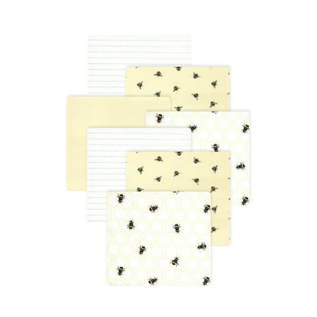 Little Treasure Hudson Baby Cotton Poly Flannel Receiving Blankets 7-Pack, Yellow Honey Bee, 30x30 inches