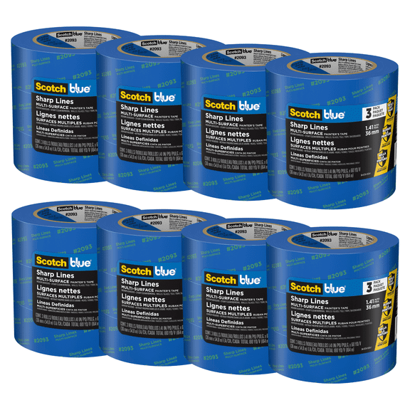 ScotchBlue Sharp Lines Painter's Tape (2093): 1.41 in. x 60 yds. (Blue) [8-pack]