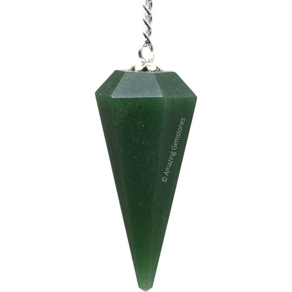 Dark Green Aventurine Crystal Pendulum Dowsing Reiki Hexagonal Points
