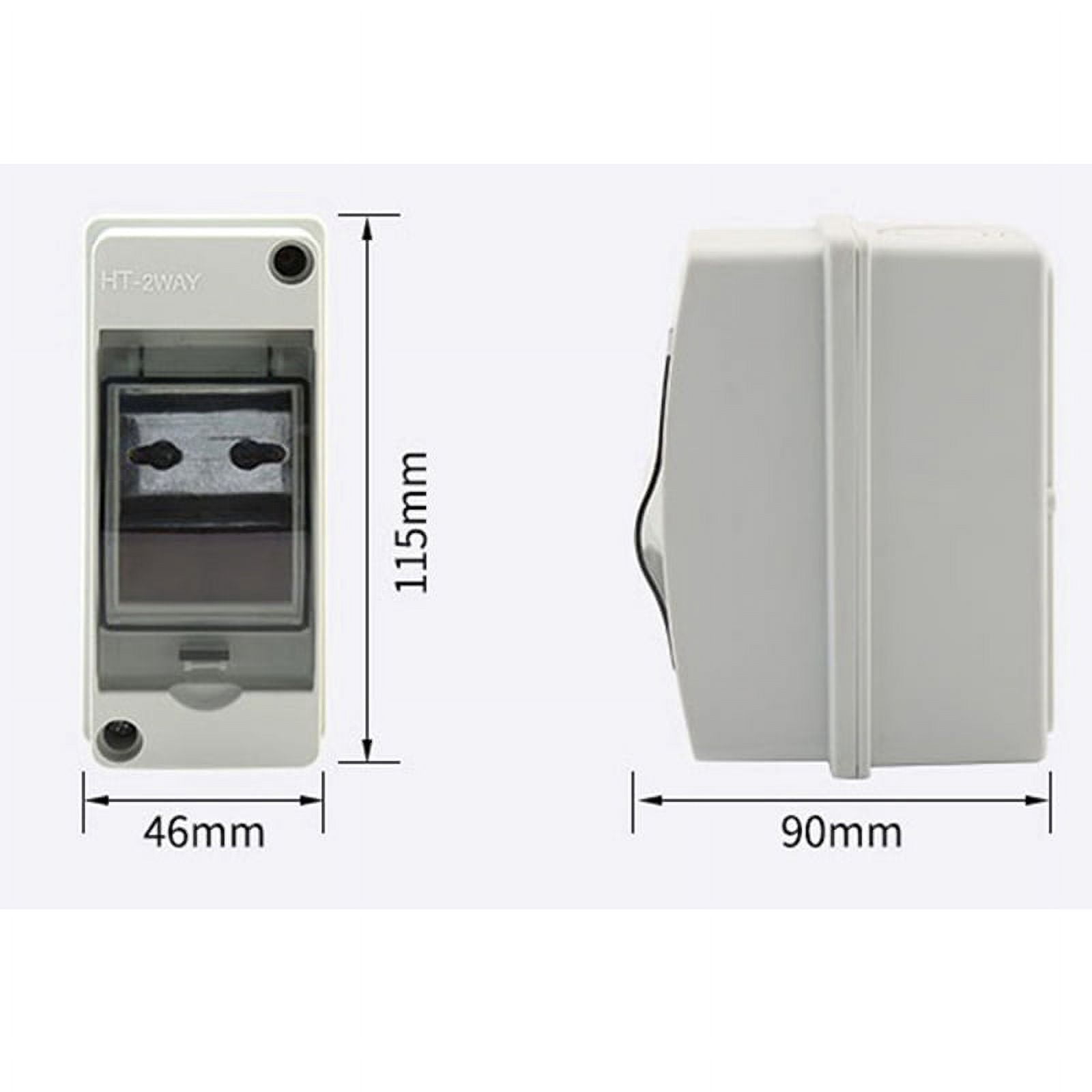 2 Way Distribution Protection Box, Waterproof Transparent Cover 2 DIN Rail Outdoor Distribution Junction Box 10Pcs