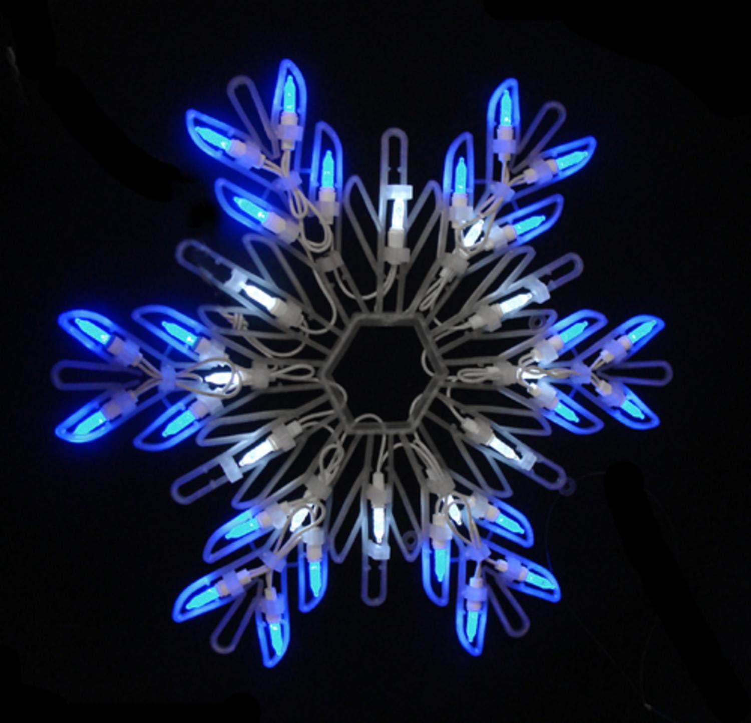 15" Pure White & Blue LED Lighted Snowflake Christmas Window Decoration Lighted Window Decorations For Christmas