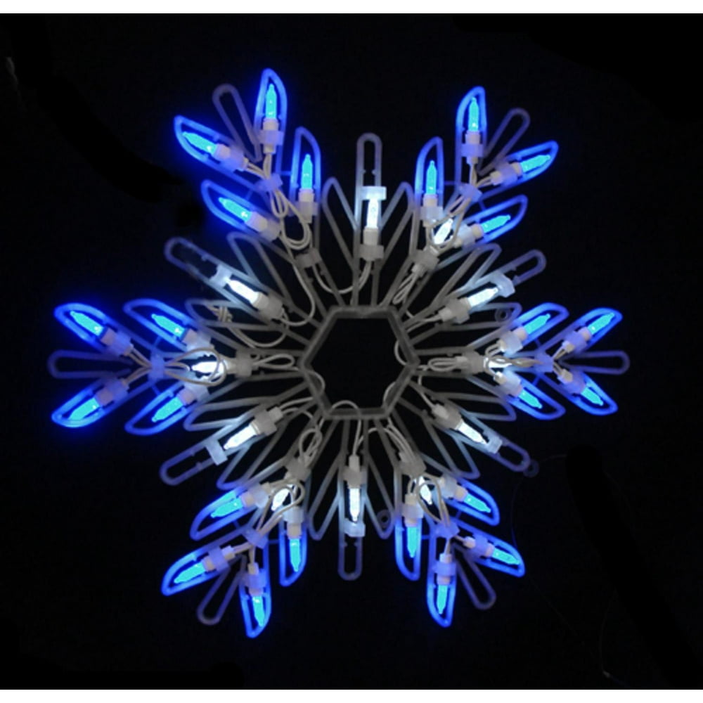 15" Pure White & Blue LED Lighted Snowflake Christmas Window Decoration
