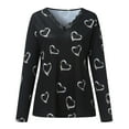 thumbnail image 4 of Womens Long Sleeve Tshirts Tops Lace Trim V Neck Hearts Print Tunic Tee Tops Casual Loose Comfy Sweatshirt Blouses, 4 of 6