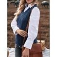 thumbnail image 6 of Oversized Sweater Vest for Women V Neck Sleeveless Solid Color Loose Pullover Sweater Dark Blue L, 6 of 9