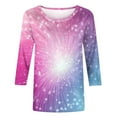 thumbnail image 5 of YUGYXL Trendy 3/4 Sleeve Tshirts for Women Sparkly Sequin Comfy Shirts Crew Neck Lightweight Tops Casual Soft Tunics Blouse Vacation Tees, 5 of 6