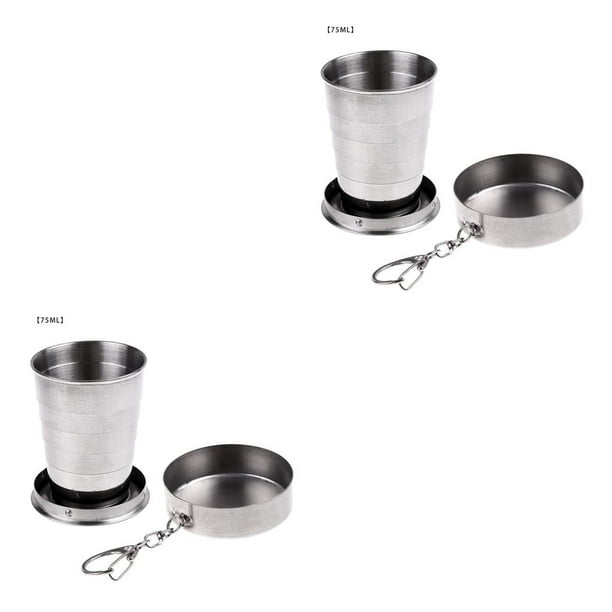 Greeniant Taza plegable de acero inoxidable de 75ml/150ml/250ml, taza telescópica portátil para viajes al aire libre, Camping, con agua, café, Type1 NO1