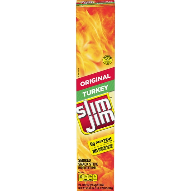 Slim Jim Turkey Giant Smoked Snack Stick, Keto Friendly Smoked Meat