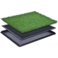 thumbnail image 1 of Grass Pad with Tray, Artificial Turf Pee Pad for Dog Potty Training, Indoor Outdoor Use, Washable Replacement Mat (3-Piece Relief System, 20'' x 30''), 1 of 7