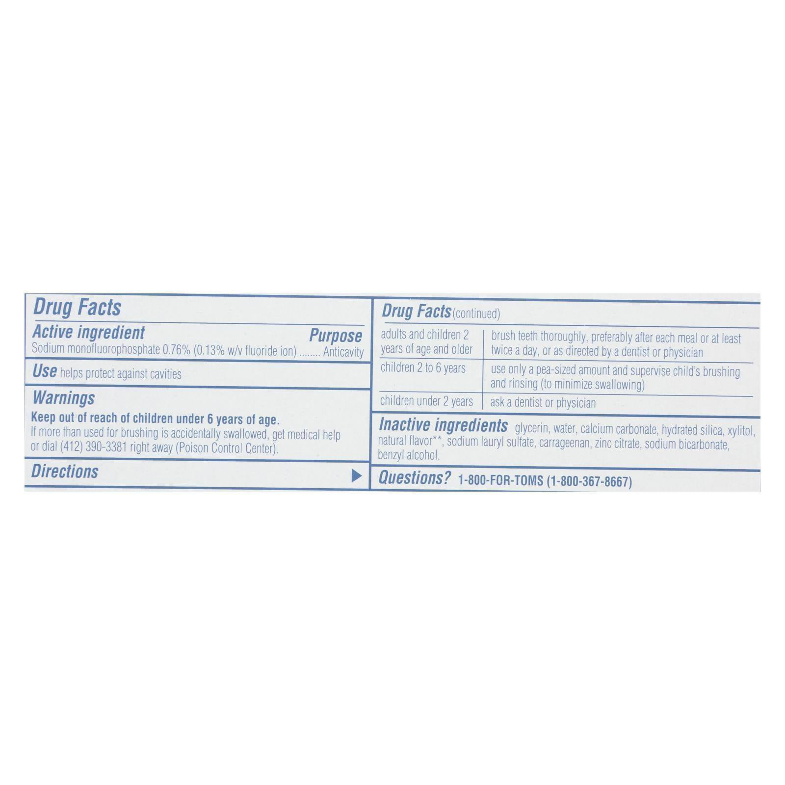 Tom's Of Maine - Tp Whole Care Sprmnt Fluor - Case of 6 - 4 OZ