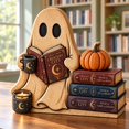 Ghost Inatural Wooden Block 3 Layer Ghost Theme Natural Wood Shelf Display Halloween ...