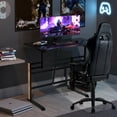 thumbnail image 2 of Gymax Pneumatic Height Adjustable Gaming Desk T Shaped Game Station w/Power Strip Tray, 2 of 10