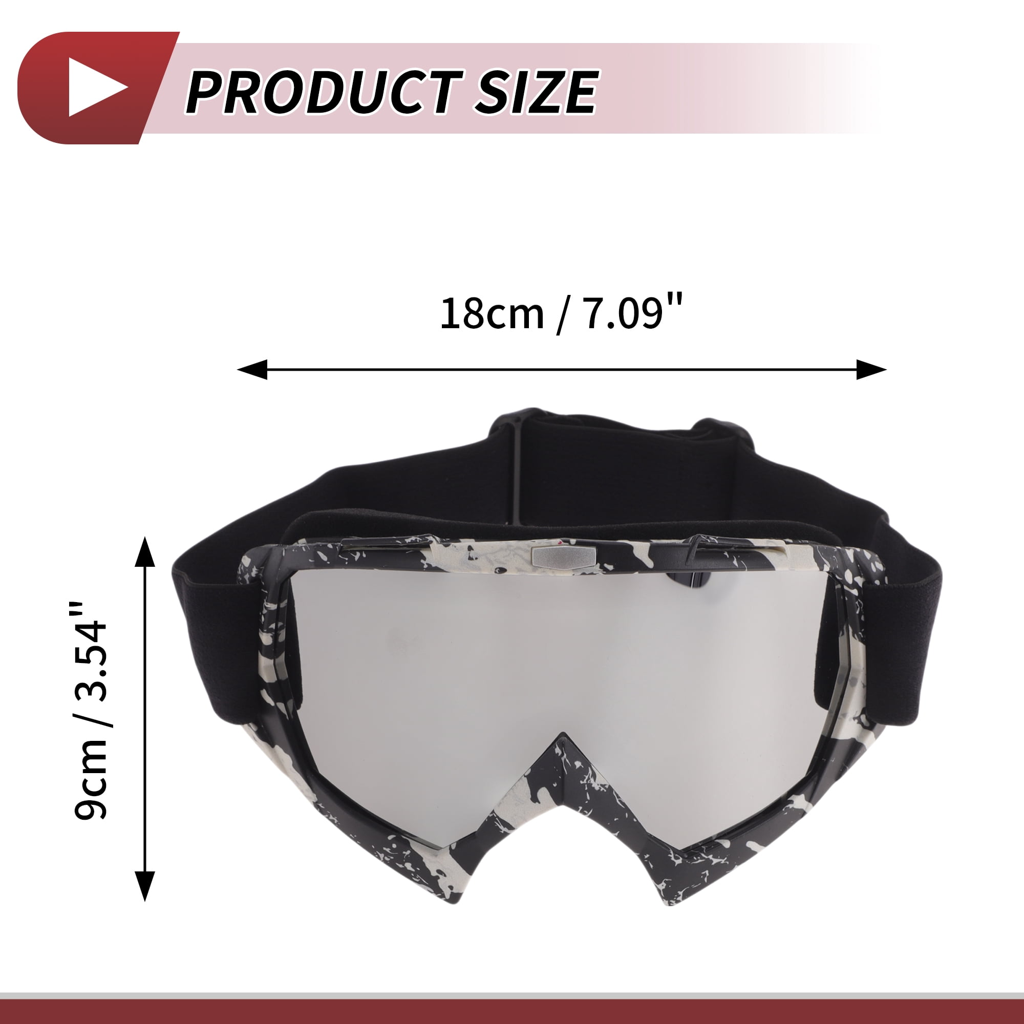 Unique Bargains Motorcycle Riding Goggles PC TPU Cycling Sunglasses Silver Tone Lens White Frame