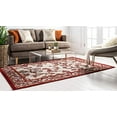 thumbnail image 1 of Unique Loom Botanical Collection Coastal, Bohemian, Floral, High-Low Pile, Indoor and Outdoor Area Rug, 6 0 x 9 0 Rectangular, Beige/Burgundy, 1 of 2
