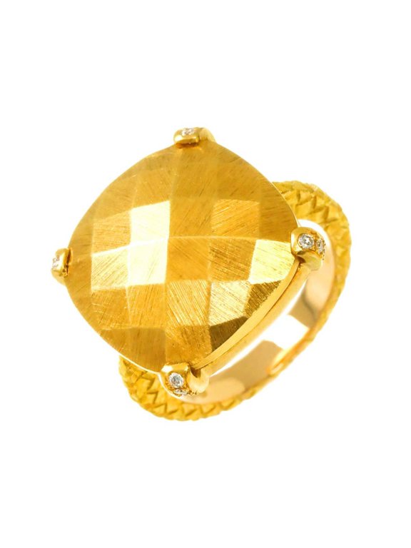 Pre-Owned Bottega Veneta Diamond Ring, 18K Yellow Gold (750)
