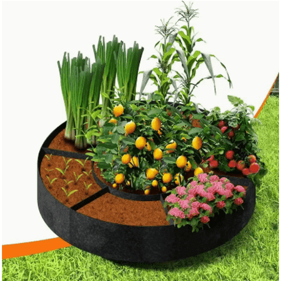 7-Pocket Raised Garden Bed Planter Bag, 47 x 12 Inch Breathable Felt Grow Bag for Vegetables, Herbs & Flowers, Indoor & Outdoor Gardening