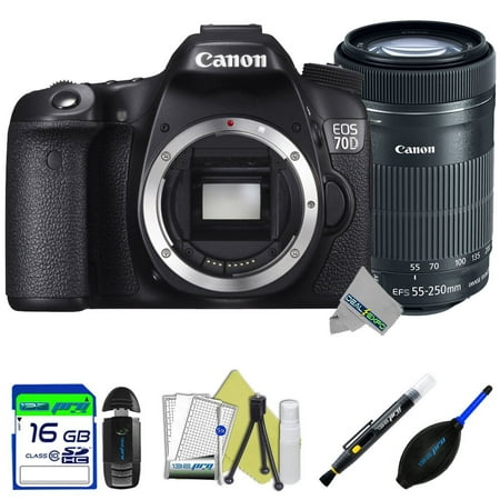 Canon EOS 70D DSLR Camera (Body) + Canon EF-S 55-250mm f/4-5.6 IS STM Lens + Expo-Starter Accessories