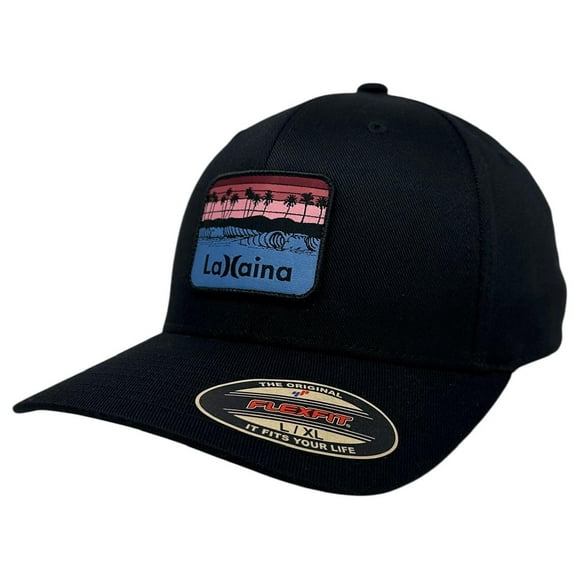 Hurley Men's Hat Lahaina Hawaii Patch Stretch Flex Fit Cap (Large/X-Large, Black)